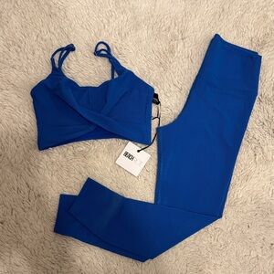 Beach Riot Ribbed Kenzie Twist Top + Ayla Legging in Turkish Sea